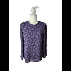 (Gb17) Talbots Purple Pattern Long sleeve blouse, Sz 8